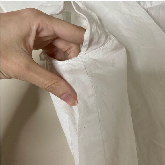 J. CREW white cotton flutter sleeve v-neck top M - Picture 4 of 8